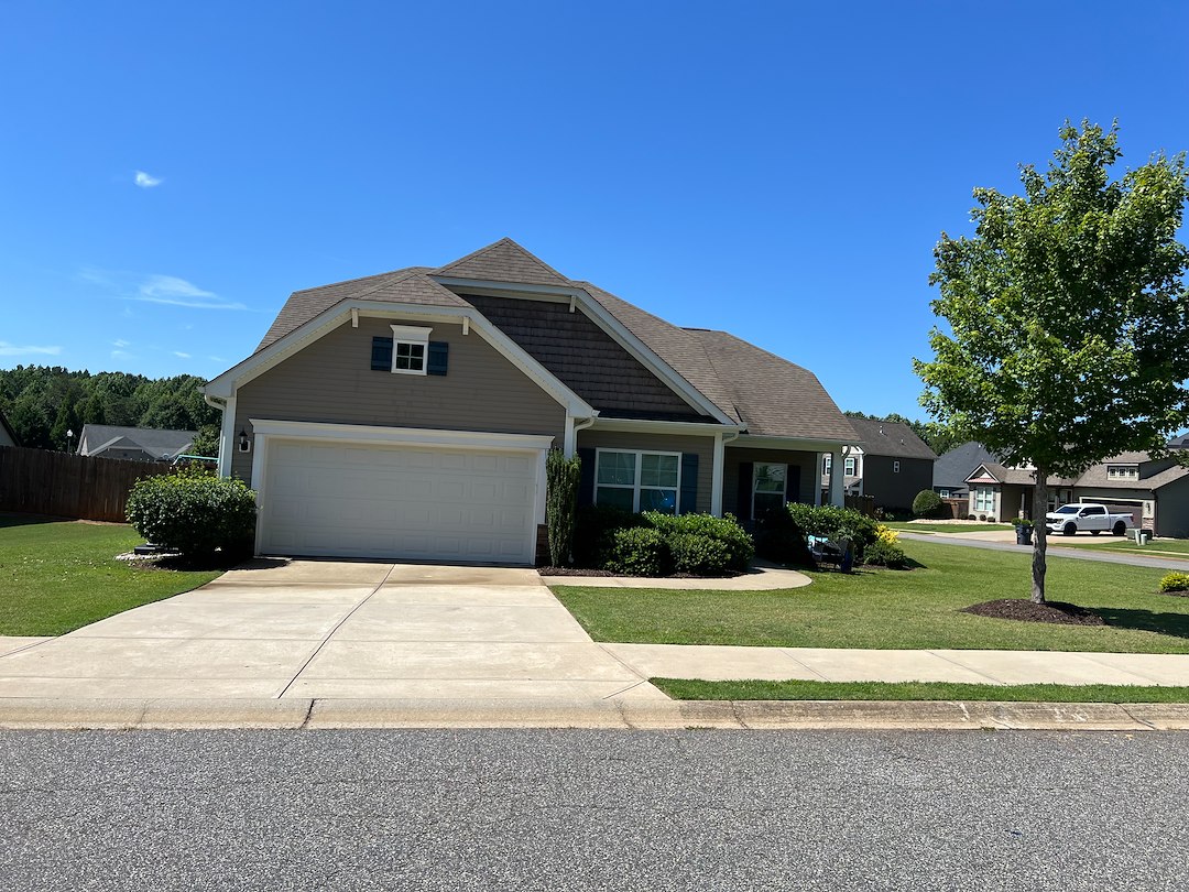 Exterior House Washing with Concrete Patio & Walkway Cleaning in Lyman, SC
